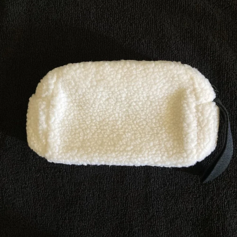 Kate Spade White Sherpa Cosmetic Bag and Clinique Green/White Bag